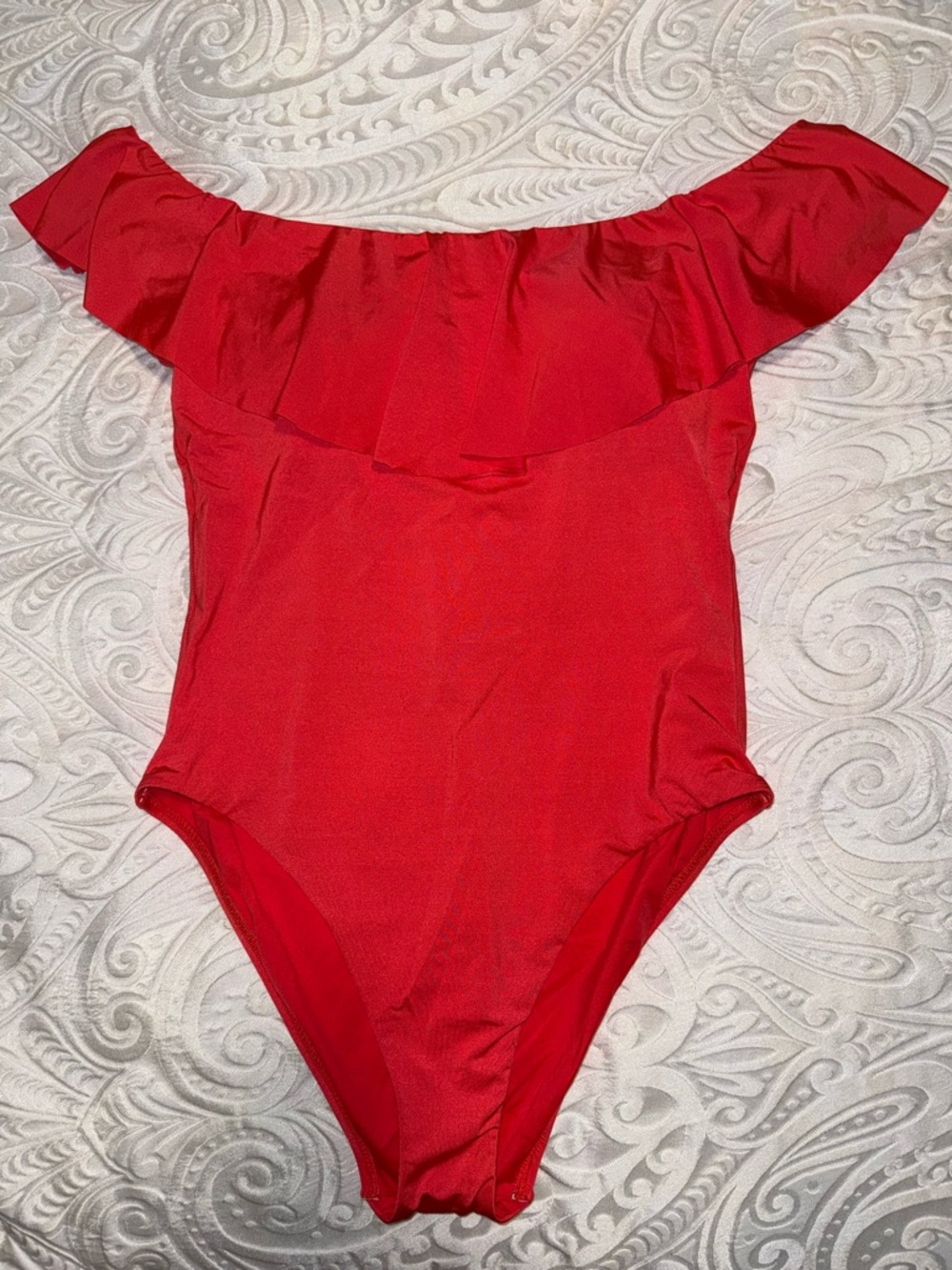 Trina Turk Red Off-Shoulder One-Piece Swimsuit